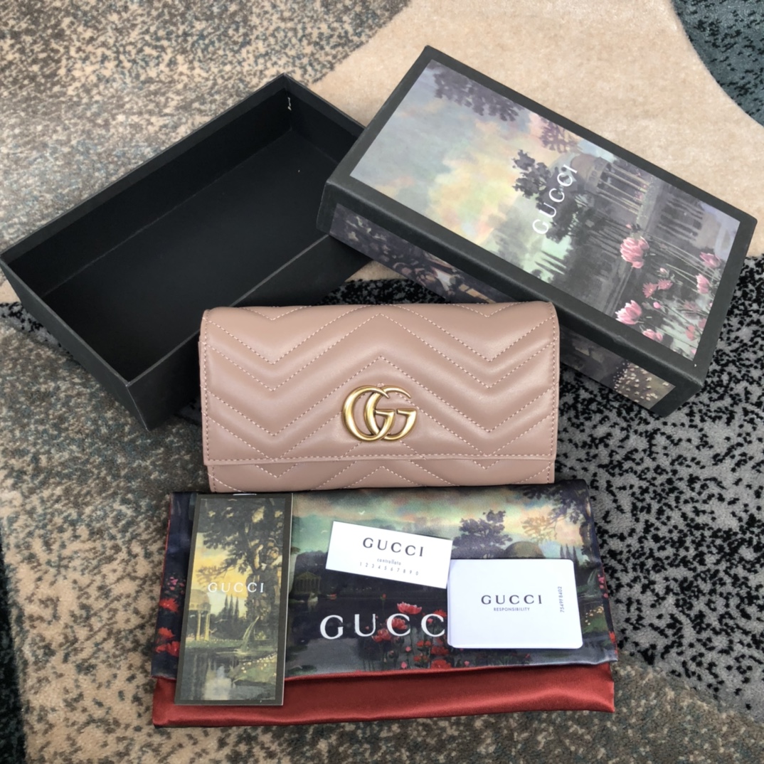 Gucci GG Marmont Continental Wallet 443436 Dusty pink